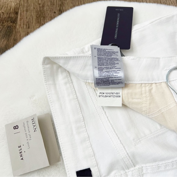 NYDJ Alina Ankle White Crop Floral Lift Tuck Capri Denim Jeans 8 - Picture 13 of 17